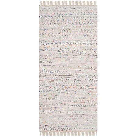 Safavieh Rag Runner Hand Woven Rug, Ivory and Multi Color- 2 ft.-3 in. x 12 ft. RAR121G-212